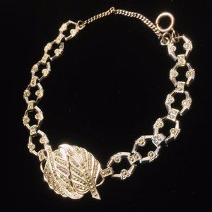 Art Deco Sterling Silver Marcasite Leaf Bracelet